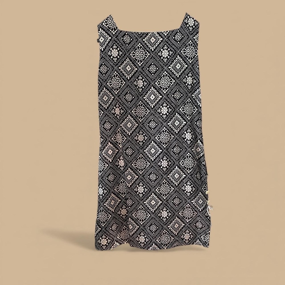 Vintage 60s shift dress geometric flower print sleeveless
